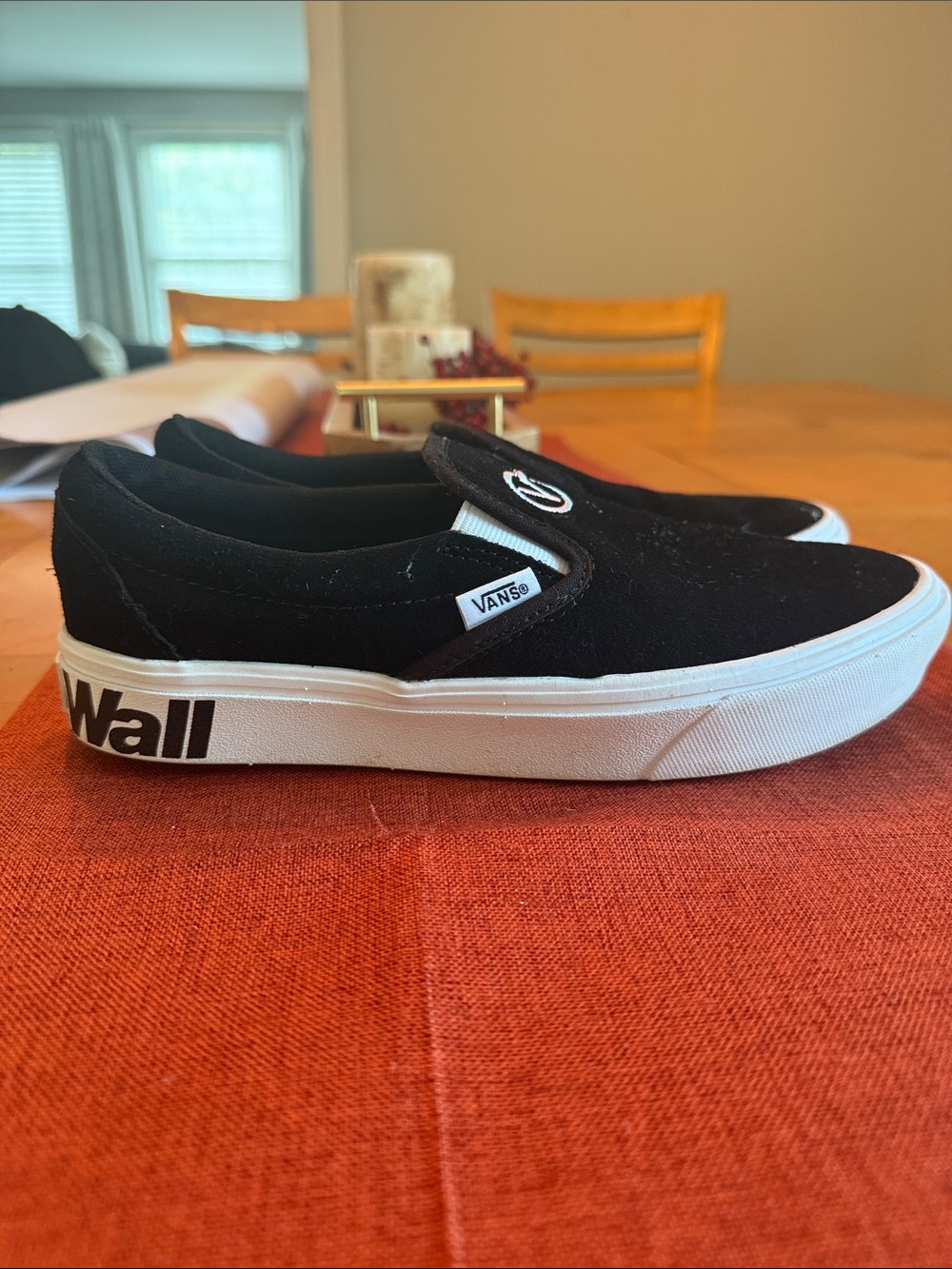 Vans Black & White Slip-On Canvas Sneakers with Side Logo